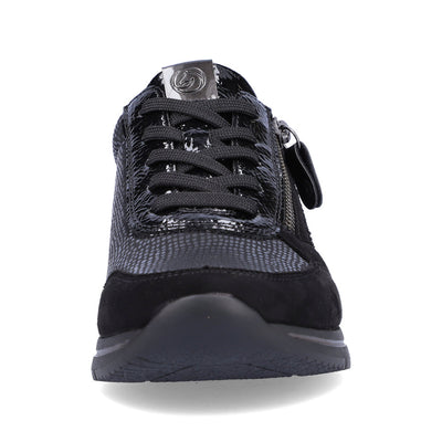 REMONTE R6700-02 LACED FASHION SHOE WITH SIDE ZIP - BLACK