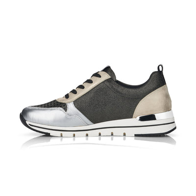 REMONTE - R6702-02 SILVER MULTI LACED WEDGE SNEAKER