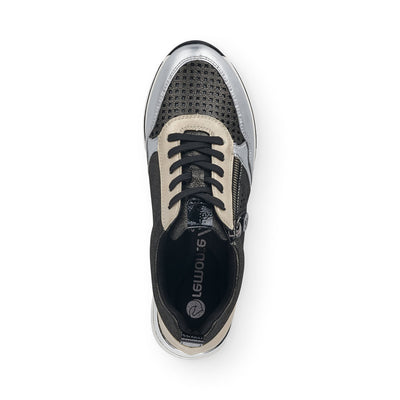 REMONTE - R6702-02 SILVER MULTI LACED WEDGE SNEAKER