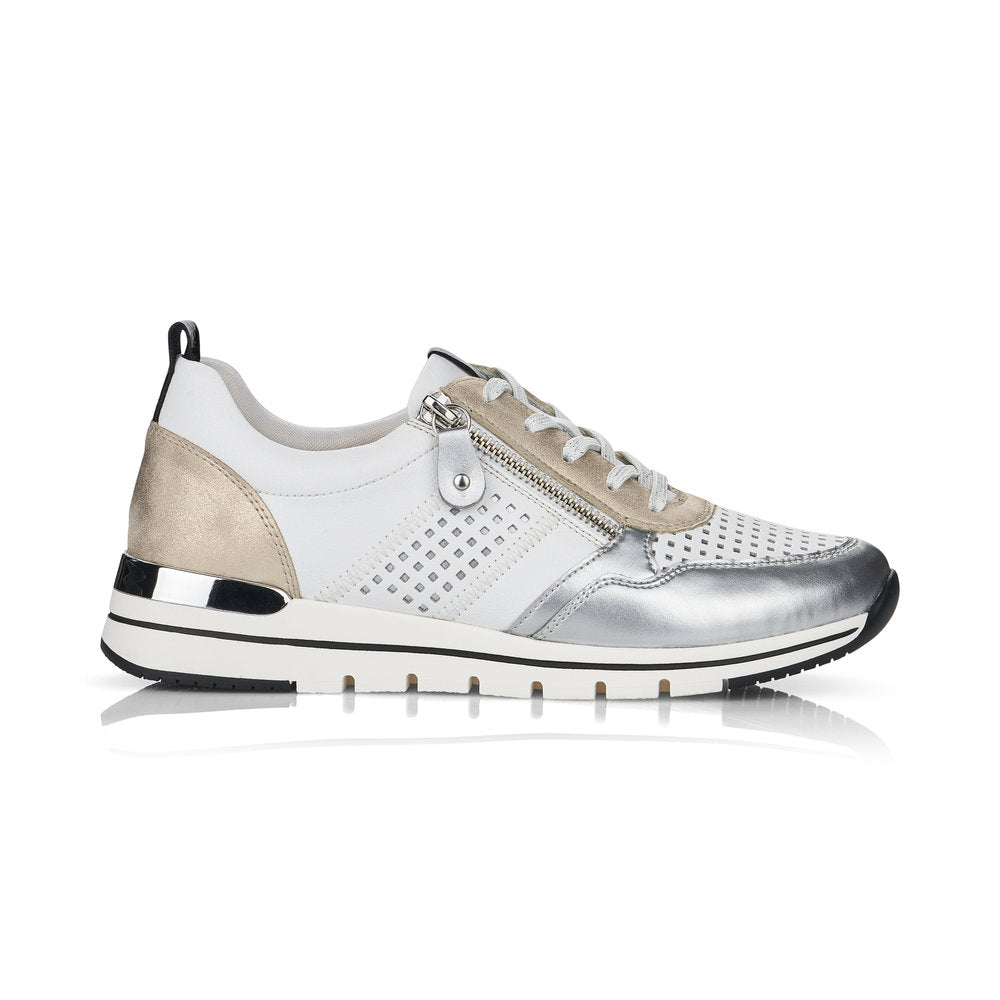 LDS LACED TRAINER - SILVER/WHITE