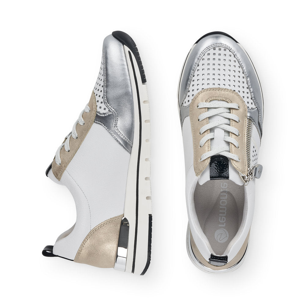 LDS LACED TRAINER - SILVER/WHITE
