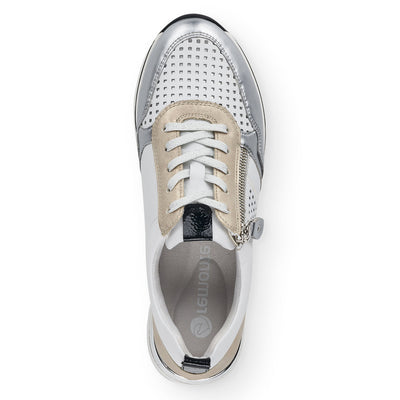 REMONTE - R6702-81 LACED FASHION SHOE WITH ZIP - WHITE MULTI