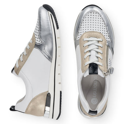 REMONTE - R6702-81 LACED FASHION SHOE WITH ZIP - WHITE MULTI