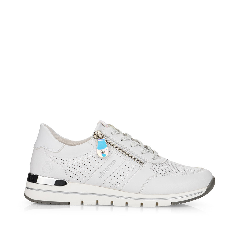 REMONTE R6705-80 - LACED/ZIP FASHION SHOE - WHITE SILVER