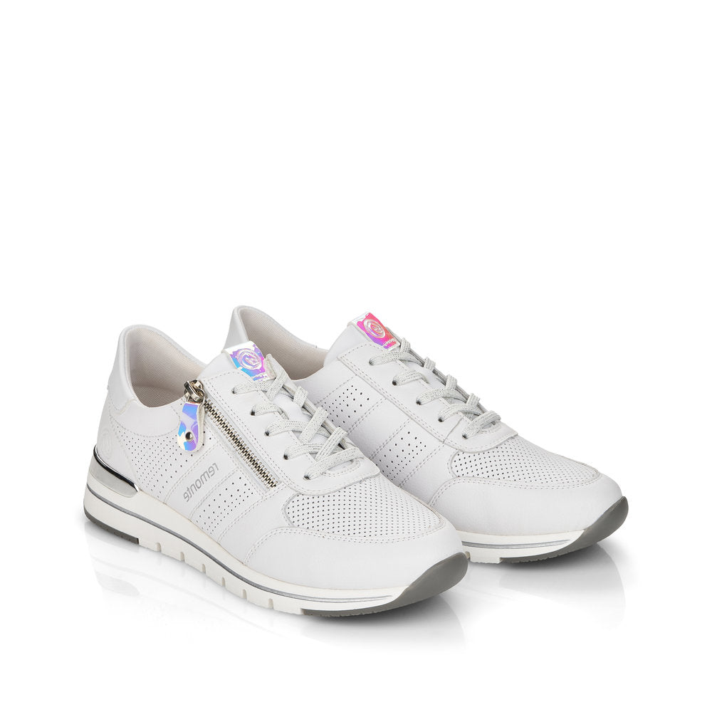 REMONTE R6705-80 - LACED/ZIP FASHION SHOE - WHITE SILVER