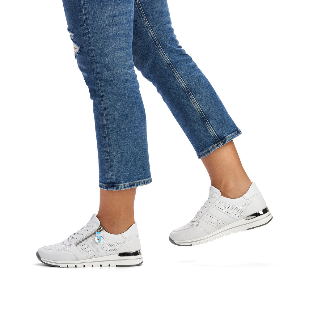 REMONTE R6705-80 - LACED/ZIP FASHION SHOE - WHITE SILVER