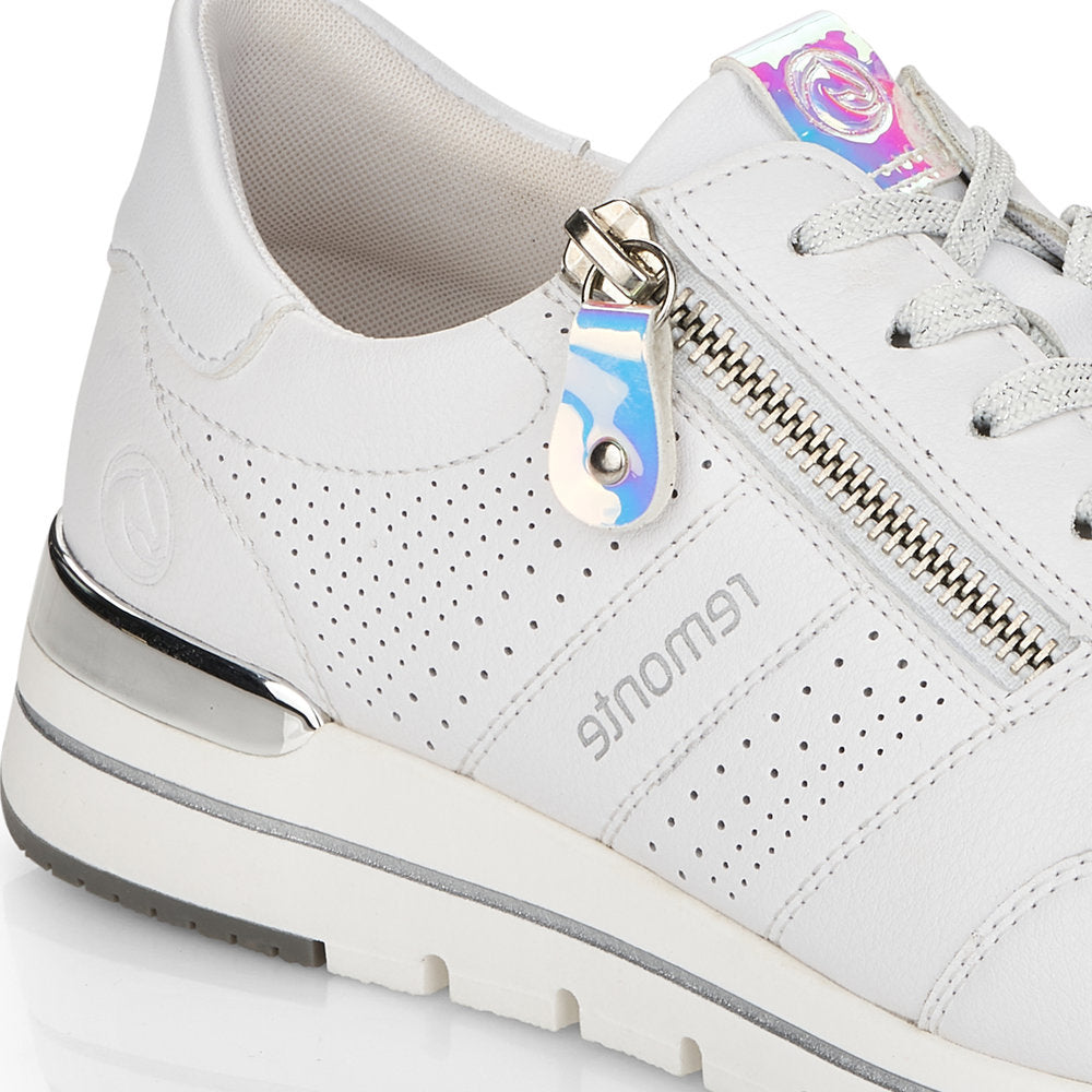 REMONTE R6705-80 - LACED/ZIP FASHION SHOE - WHITE SILVER