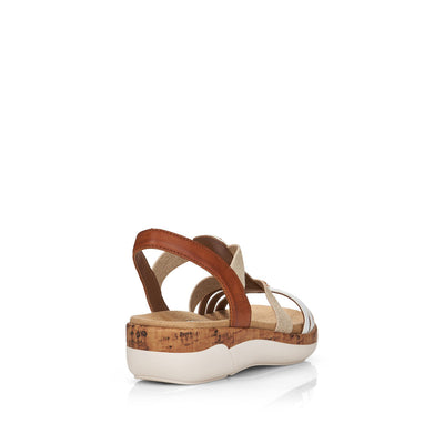 REMONTE - R6857-80 FLAT ELASTIC STRAP SANDAL - WHITE/TAN