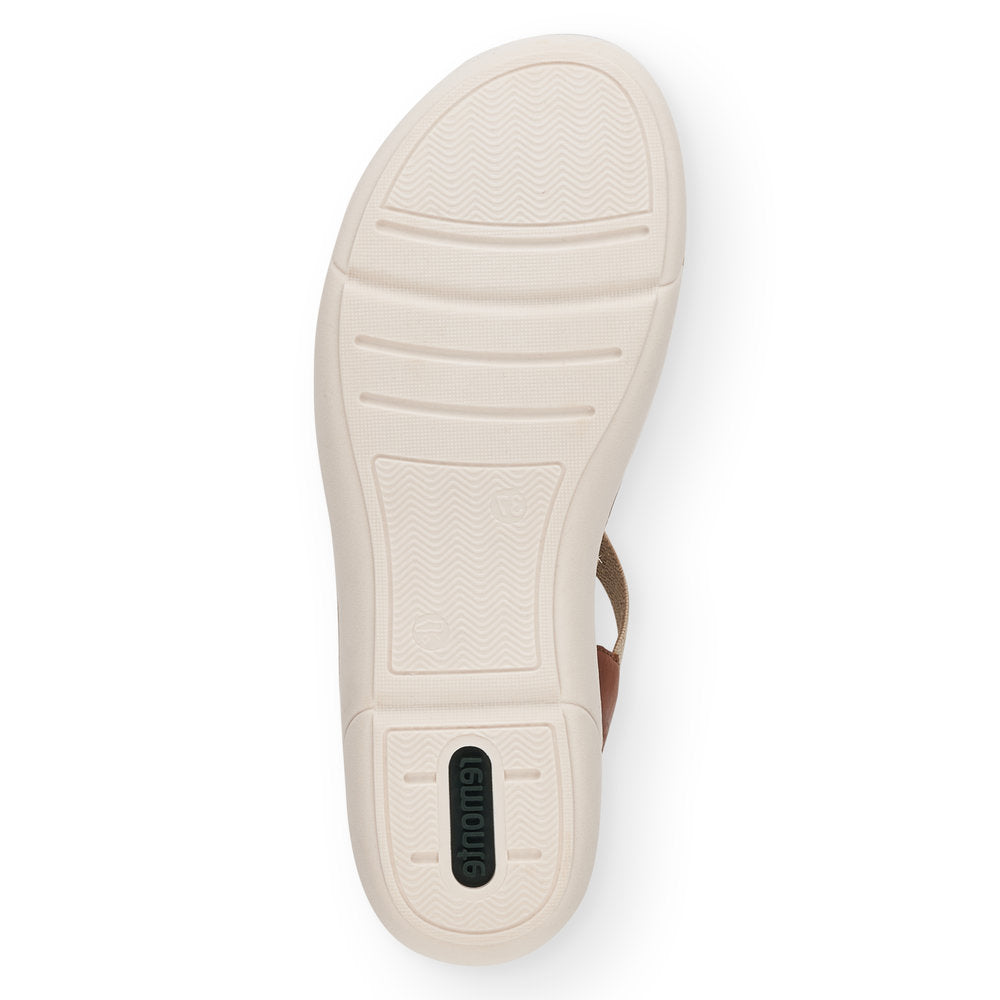 REMONTE - R6857-80 FLAT ELASTIC STRAP SANDAL - WHITE/TAN