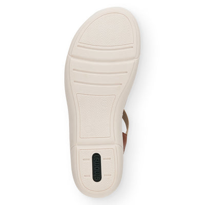 REMONTE - R6857-80 FLAT ELASTIC STRAP SANDAL - WHITE/TAN