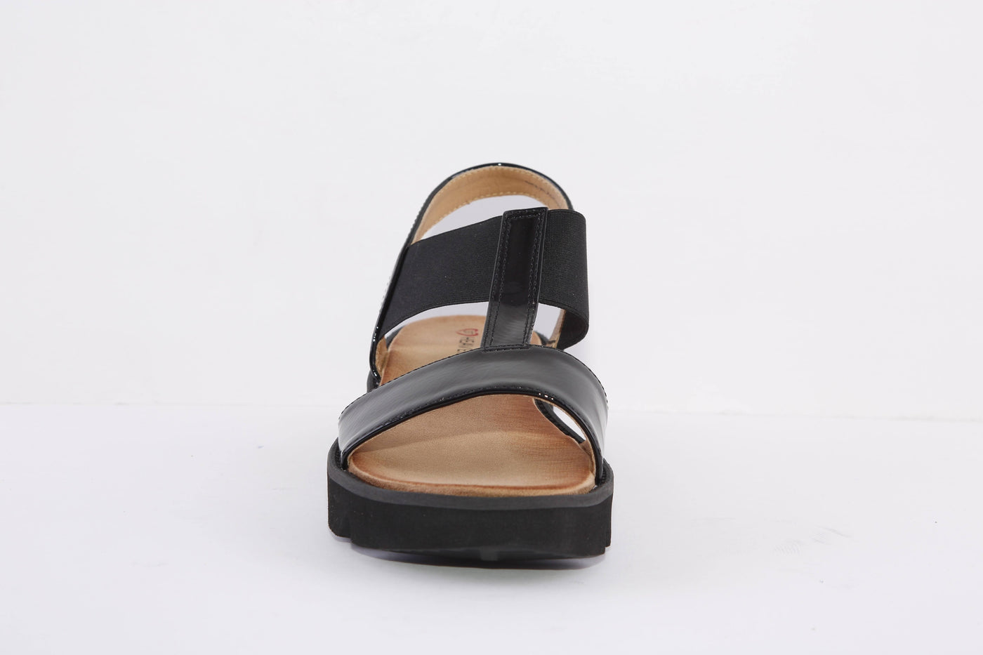 HEAVENLY FEET - RTIZ CHUNKY FLAT FASHION SANDAL - BLACK PATENT