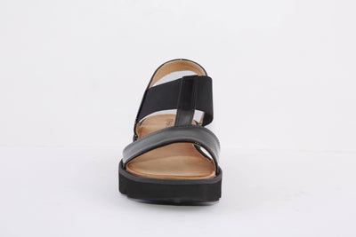 HEAVENLY FEET - RTIZ CHUNKY FLAT FASHION SANDAL - BLACK PATENT