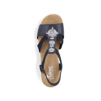 RIEKER - V0287-14 MEDIUM WEDGE COMFORT SANDAL - NAVY