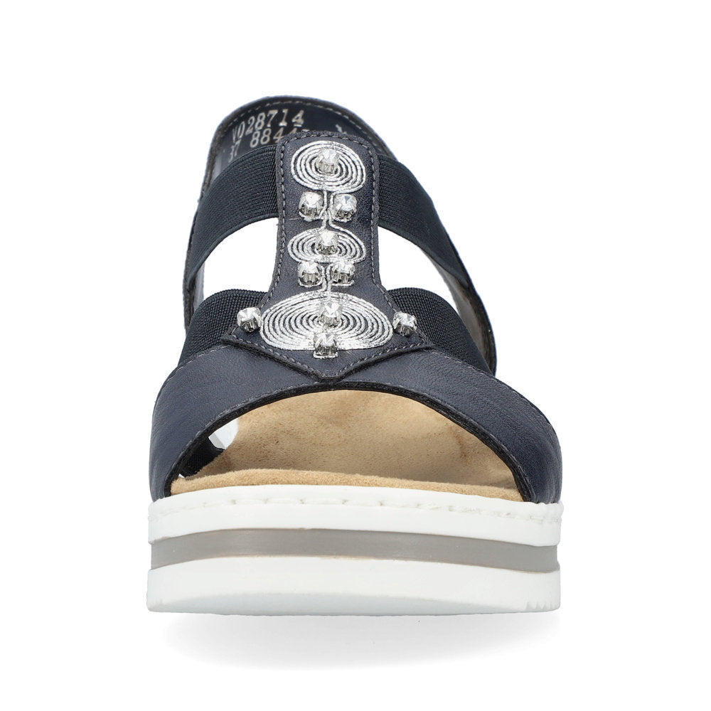 RIEKER - V0287-14 MEDIUM WEDGE COMFORT SANDAL - NAVY