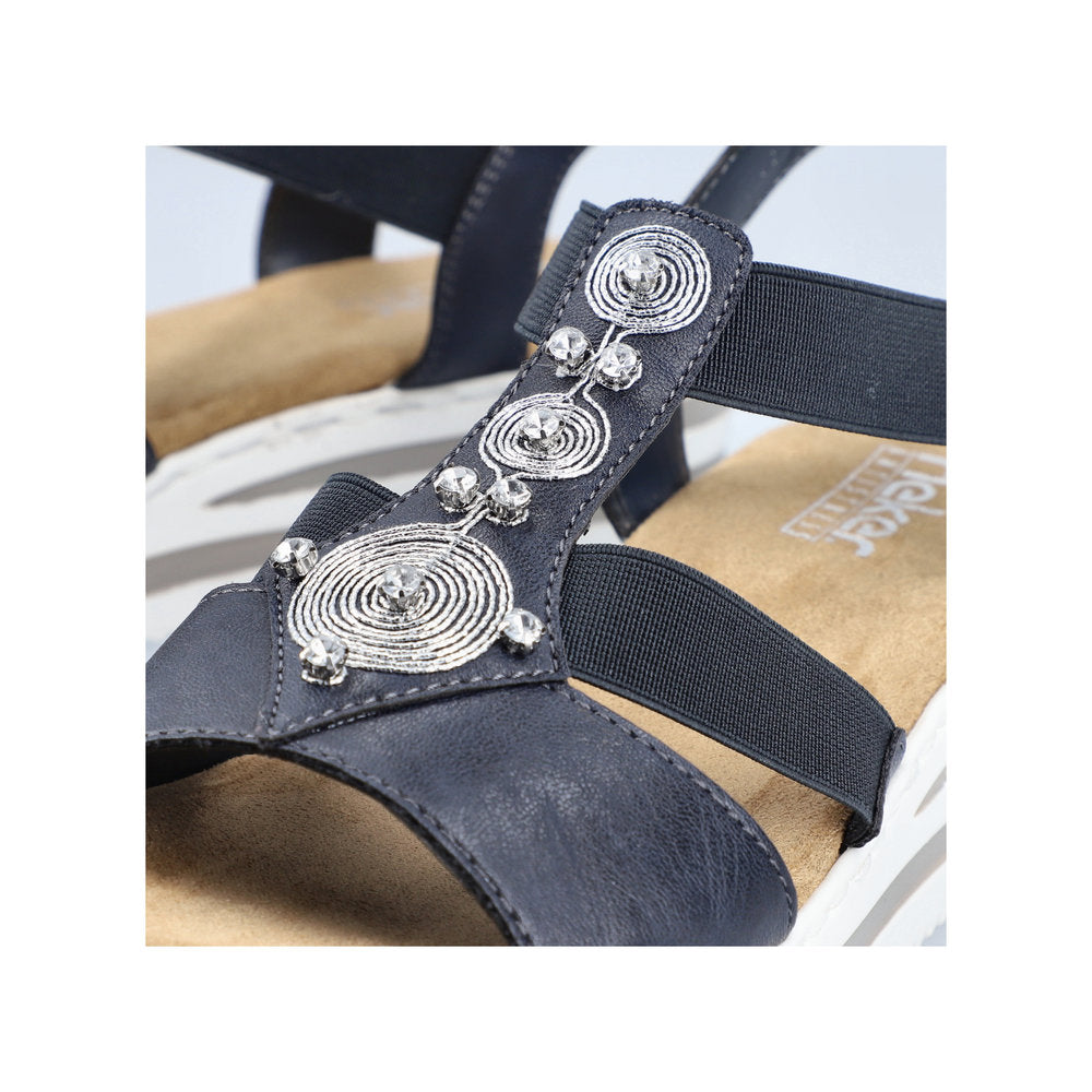 RIEKER - V0287-14 MEDIUM WEDGE COMFORT SANDAL - NAVY