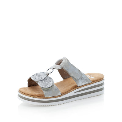 RIEKER - V02K3-40 LOW WEDGE FASHION MULE - SILVER