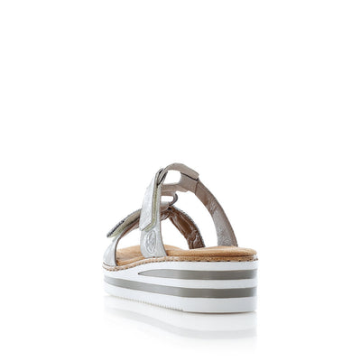 RIEKER - V02K3-40 LOW WEDGE FASHION MULE - SILVER