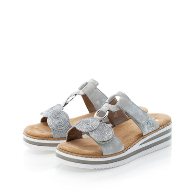 RIEKER - V02K3-40 LOW WEDGE FASHION MULE - SILVER