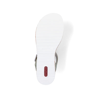 RIEKER - V3660-52 FLAT VELCRO/BUCKLE STRAP COMFORT SANDAL - WHITE/GREEN