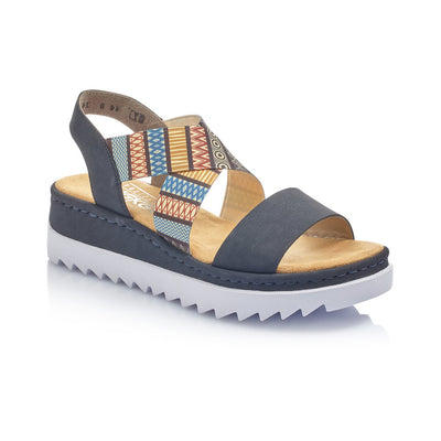 RIEKER V44G8-14 LADIES BLUE COMBINATION SLIP ON SANDALS