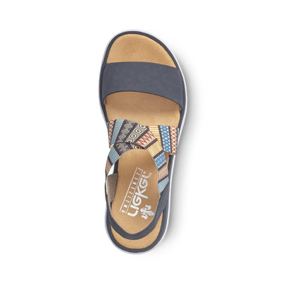 RIEKER V44G8-14 LADIES BLUE COMBINATION SLIP ON SANDALS