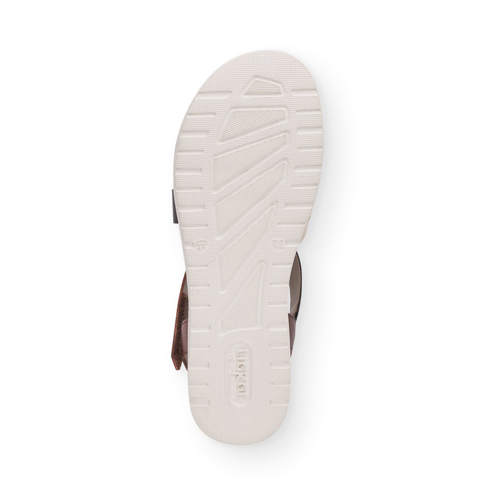 RIEKER - V5073-24 LOW WEDGE CASUAL STRAP SANDAL - BROWN COMBO