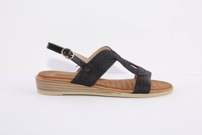 HEAVENLY FEET - WREN FLAT FASHION SANDAL - BLACK