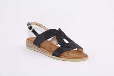 HEAVENLY FEET - WREN FLAT FASHION SANDAL - BLACK