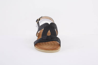 HEAVENLY FEET - WREN FLAT FASHION SANDAL - BLACK