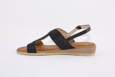 HEAVENLY FEET - WREN FLAT FASHION SANDAL - BLACK