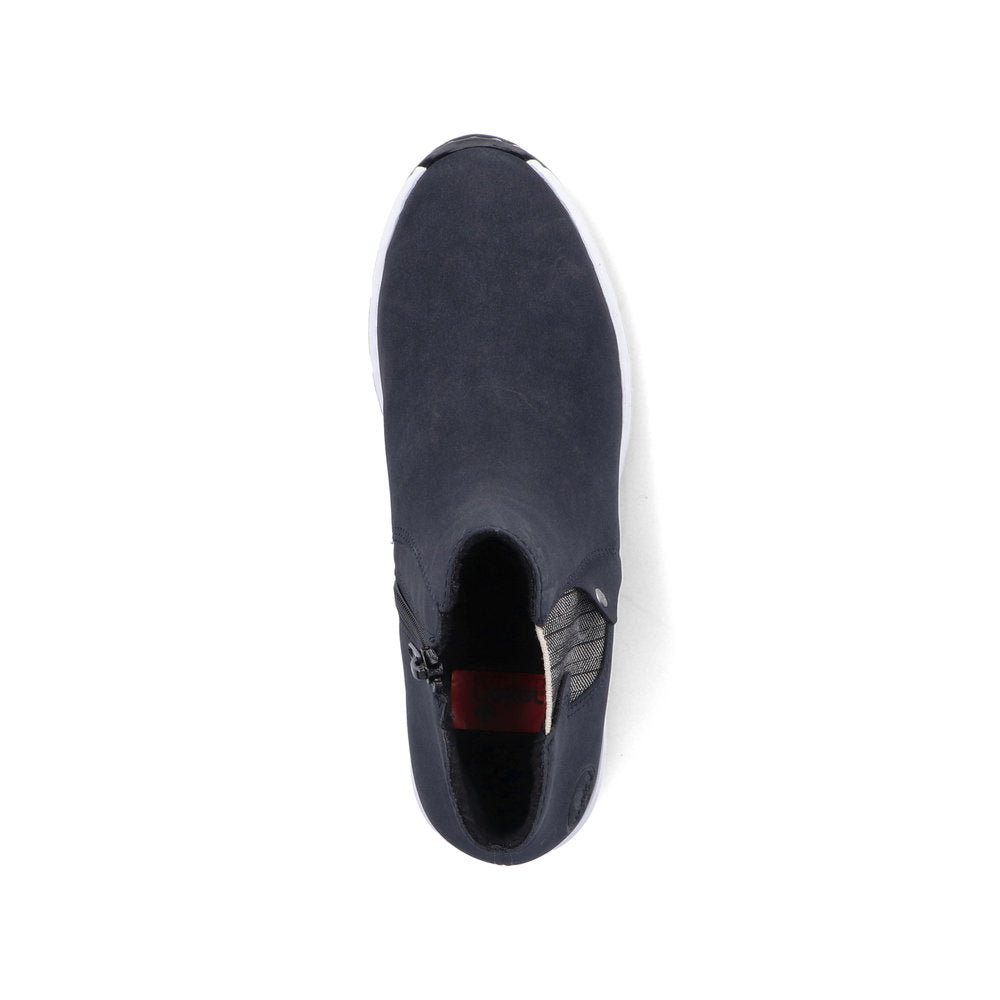 RIEKER - X6361-14 SPORTY MEDIUM WEDGE ANKLE BOOT WITH ZIP - NAVY