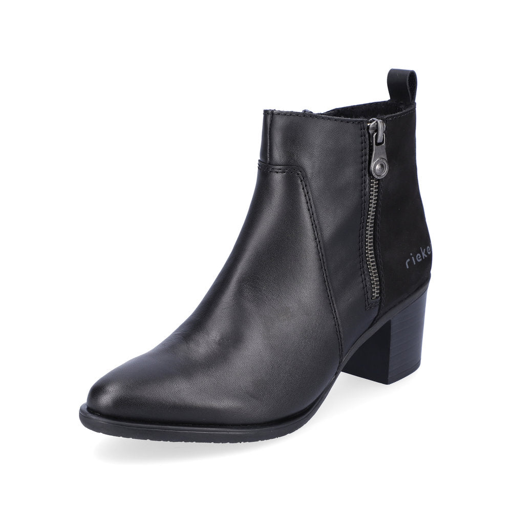 RIEKER - Y2051-00 MEDIUM BLOCK HEEL BOOT - BLACK