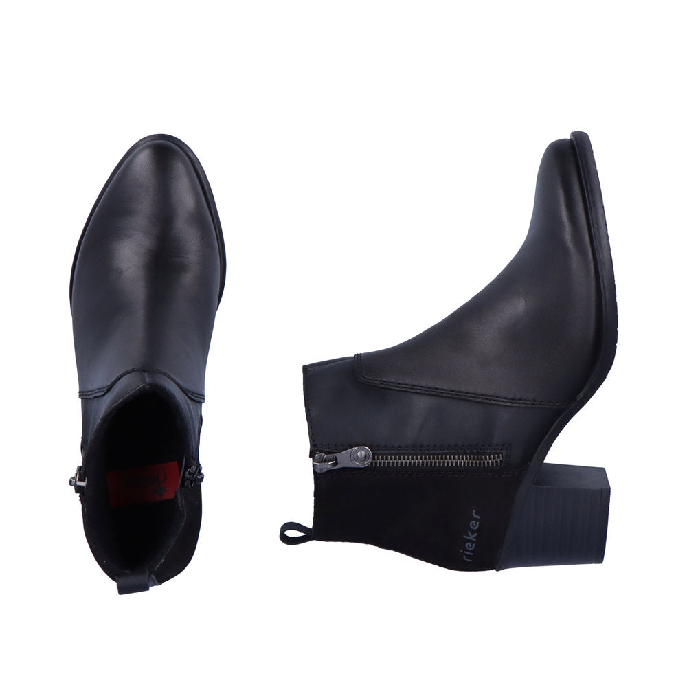 RIEKER - Y2051-00 MEDIUM BLOCK HEEL BOOT - BLACK