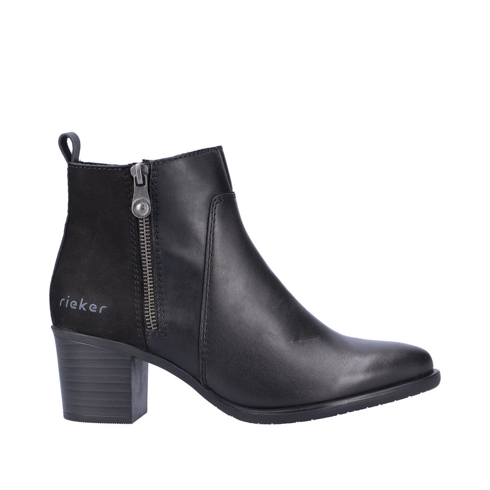 RIEKER - Y2051-00 MEDIUM BLOCK HEEL BOOT - BLACK