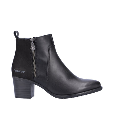 RIEKER - Y2051-00 MEDIUM BLOCK HEEL BOOT - BLACK