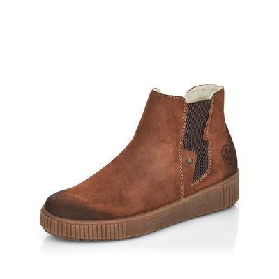 RIEKER - Y6461-24 ANKLE BOOT WITH SIDE ZIP AND ELASTICATED PANEL - BROWN