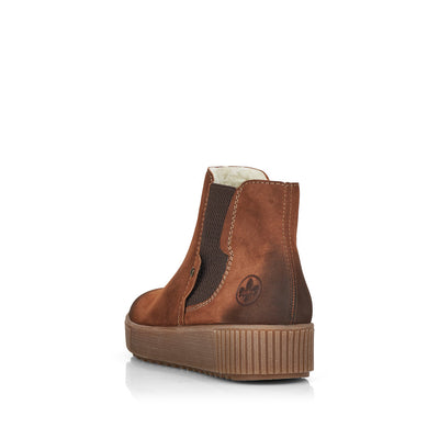 RIEKER - Y6461-24 ANKLE BOOT WITH SIDE ZIP AND ELASTICATED PANEL - BROWN