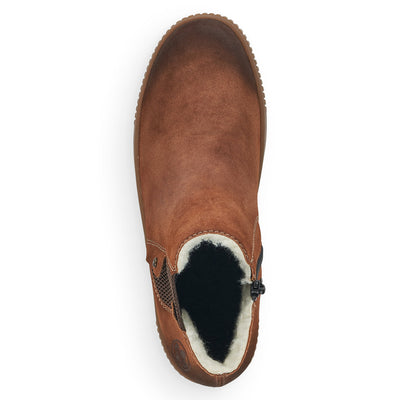 RIEKER - Y6461-24 ANKLE BOOT WITH SIDE ZIP AND ELASTICATED PANEL - BROWN