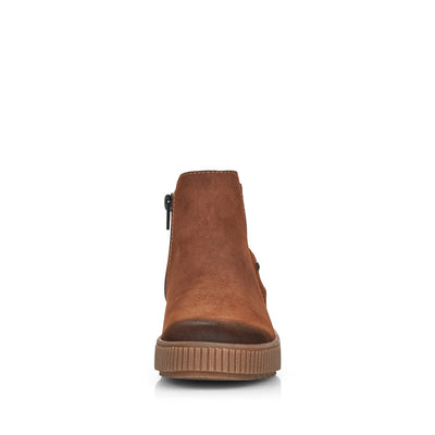 RIEKER - Y6461-24 ANKLE BOOT WITH SIDE ZIP AND ELASTICATED PANEL - BROWN