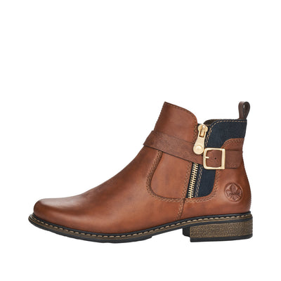 RIEKER Z4959-22 LOW HEEL FASHION ANKLE BOOT - TAN