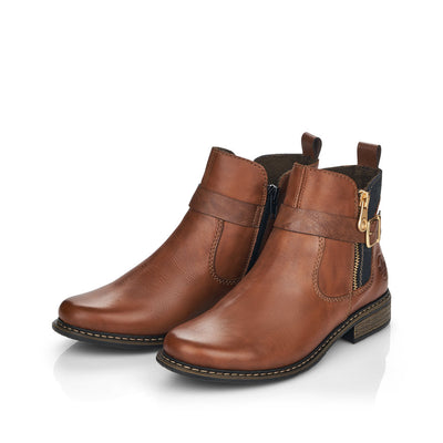 RIEKER Z4959-22 LOW HEEL FASHION ANKLE BOOT - TAN