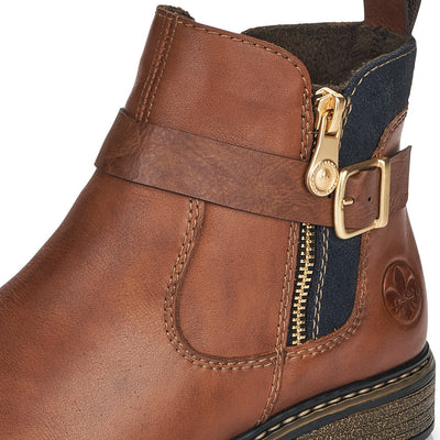 RIEKER Z4959-22 LOW HEEL FASHION ANKLE BOOT - TAN