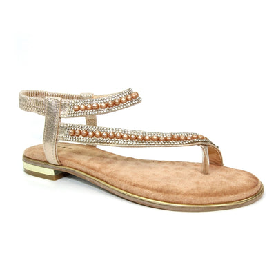 LUNAR - JLC155 Artisan Pearl Toe Loop Sandal Gold
