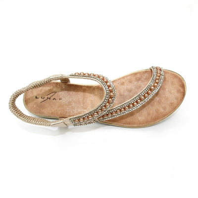 LUNAR - JLC155 Artisan Pearl Toe Loop Sandal Gold