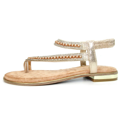 LUNAR - JLC155 Artisan Pearl Toe Loop Sandal Gold