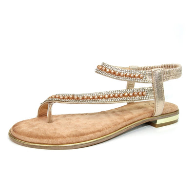 LUNAR - JLC155 Artisan Pearl Toe Loop Sandal Gold