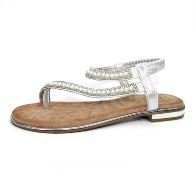 LUNAR - JLC155 Artisan Pearl Toe Loop Sandal Gold