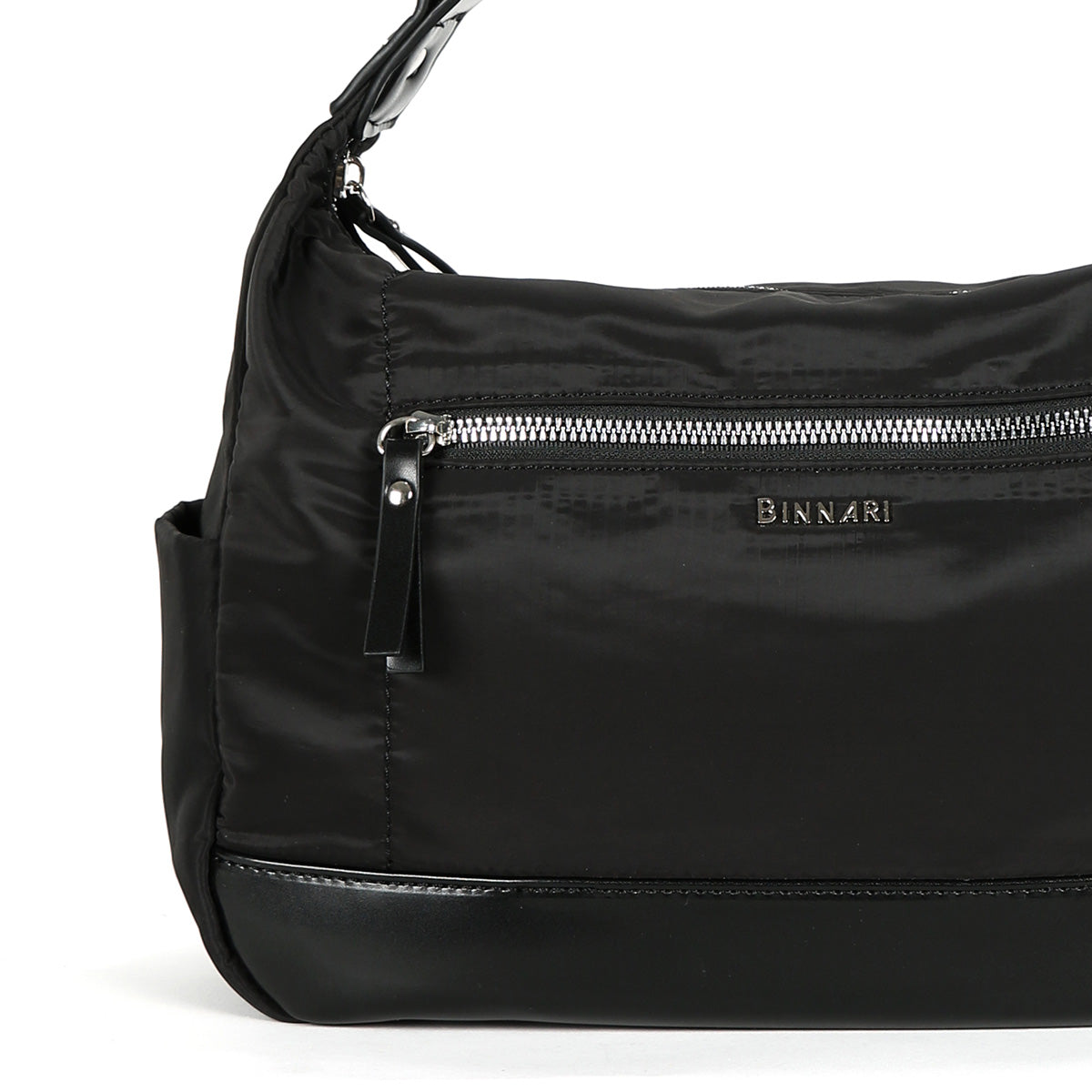BINNARI -18843 CAMPELLO  ADJUSTABLE HANDLE ZIP CROSSBODY BAG - BLACK