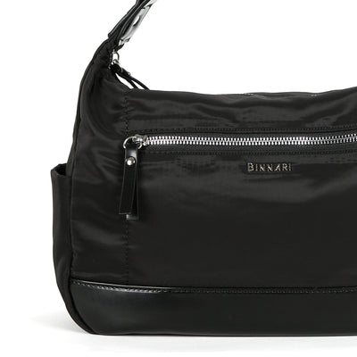 BINNARI -18843 CAMPELLO  ADJUSTABLE HANDLE ZIP CROSSBODY BAG - BLACK