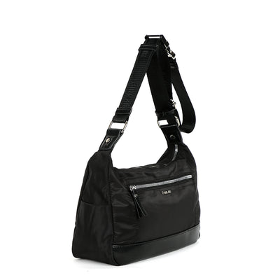 BINNARI -18843 CAMPELLO  ADJUSTABLE HANDLE ZIP CROSSBODY BAG - BLACK